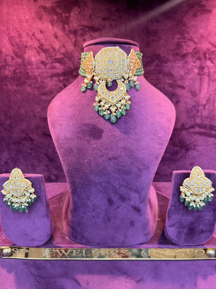Designer Polki Gold Earrings with Intricate Meenakari Detailing for Bride by SP Jewellers