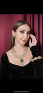 EMERALD ROYAL POLKI HAAR SET | OPEN SETTING DIAMOND POLKI SET