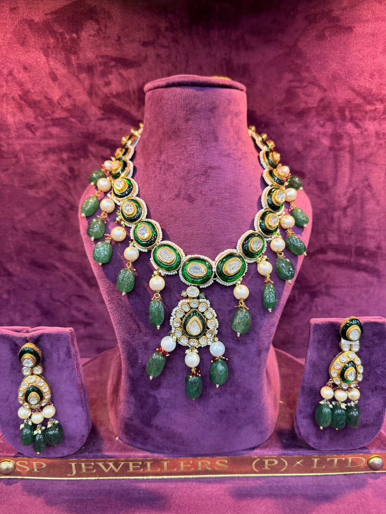 Elegant Polki Earrings Set for Bride, Traditional Wedding Jewelry in Gold by SP Jewellers