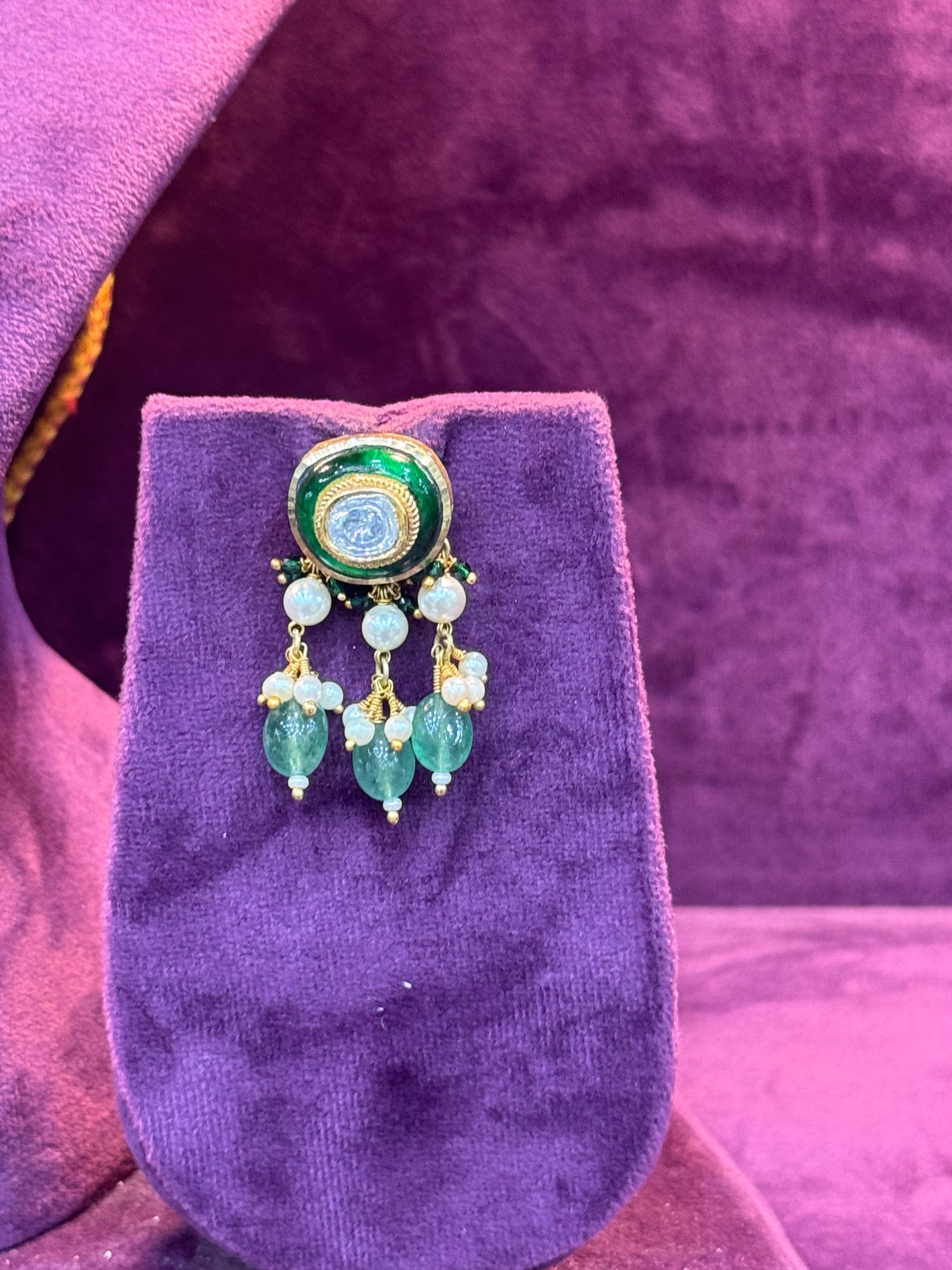 Designer Bridal Polki Earrings Set in Gold, Premium Wedding Jewelry for Indian Brides by SP Jewellers