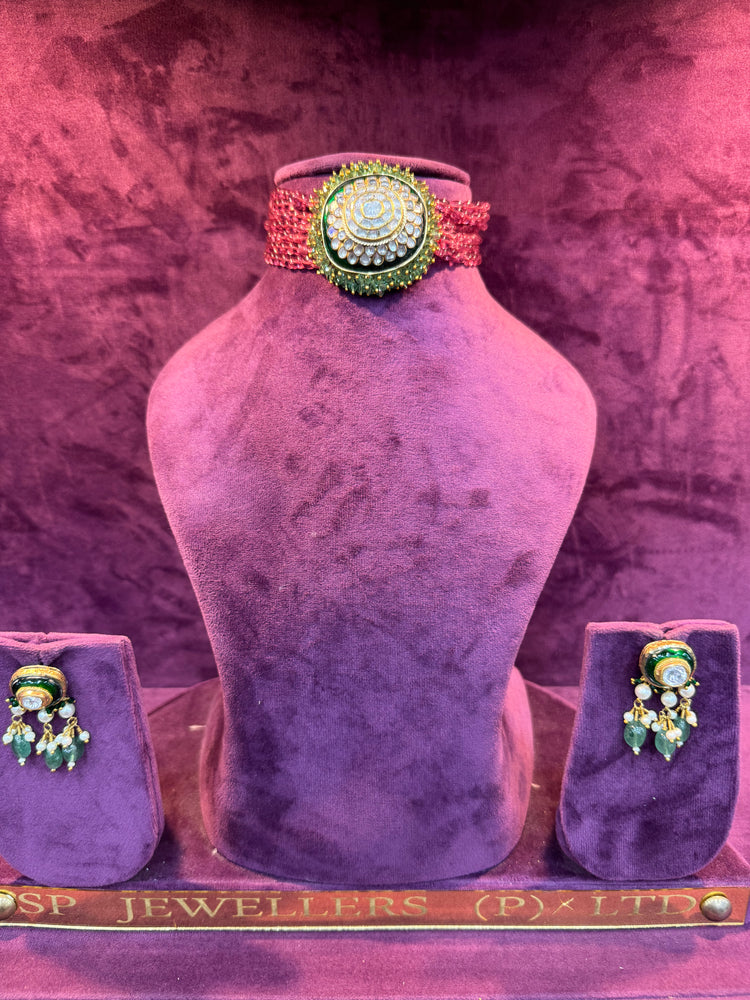 Designer Polki Gold Necklace, Perfect for Royal Bridal Wedding Look by SP Jewellers