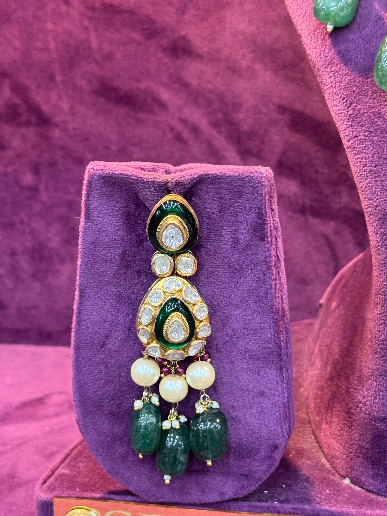 Handcrafted Polki Earrings in Gold for Bride, Elegant Wedding Collection by SP Jewellers
