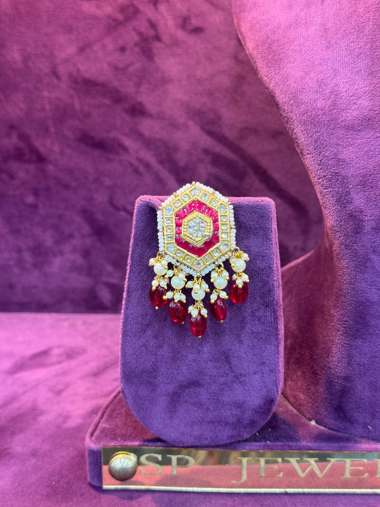 Elegant Chandbali Style Polki Earrings in Gold for Brides, Wedding Jewelry by SP Jewellers