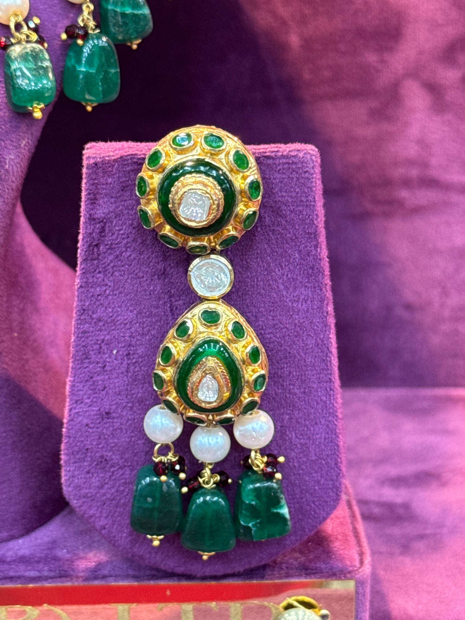 Elegant Polki Earrings Set for Bride, Traditional Wedding Jewelry in Gold by SP Jewellers