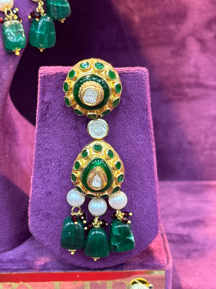 Elegant Polki Earrings Set for Bride, Traditional Wedding Jewelry in Gold by SP Jewellers
