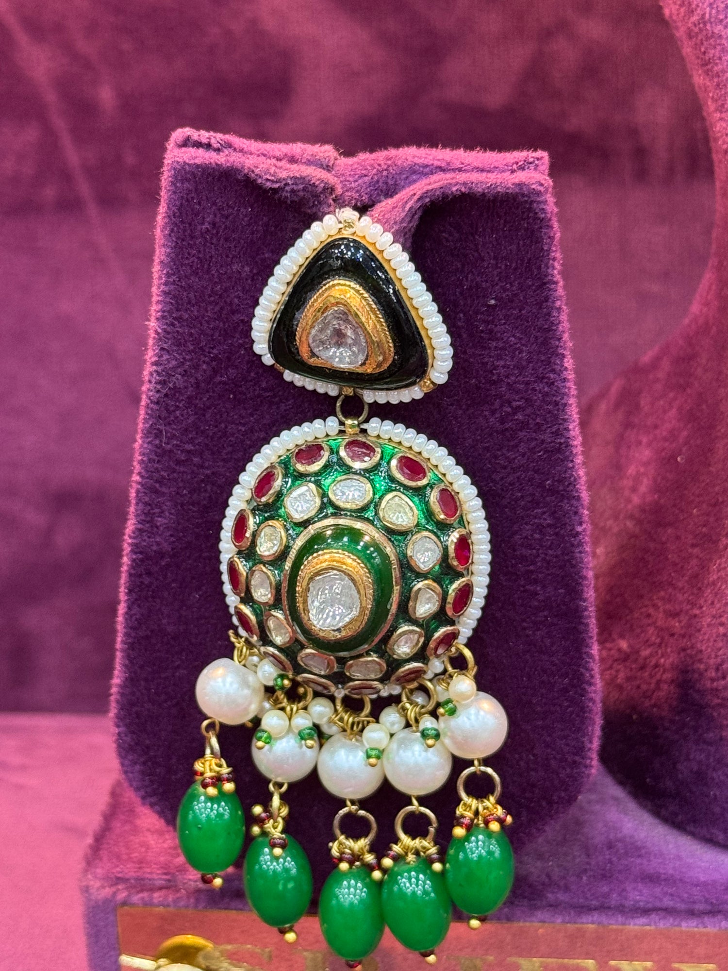 lassic Bridal Polki Earrings in Gold with Pearl Drops, Luxury Wedding Jewelry by SP Jewellers