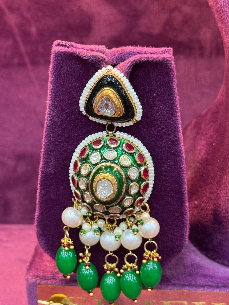 lassic Bridal Polki Earrings in Gold with Pearl Drops, Luxury Wedding Jewelry by SP Jewellers