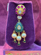 Long Hanging Polki Earrings in Gold for Bridal Look, Elegant Indian Wedding Jewelry by SP Jewellers