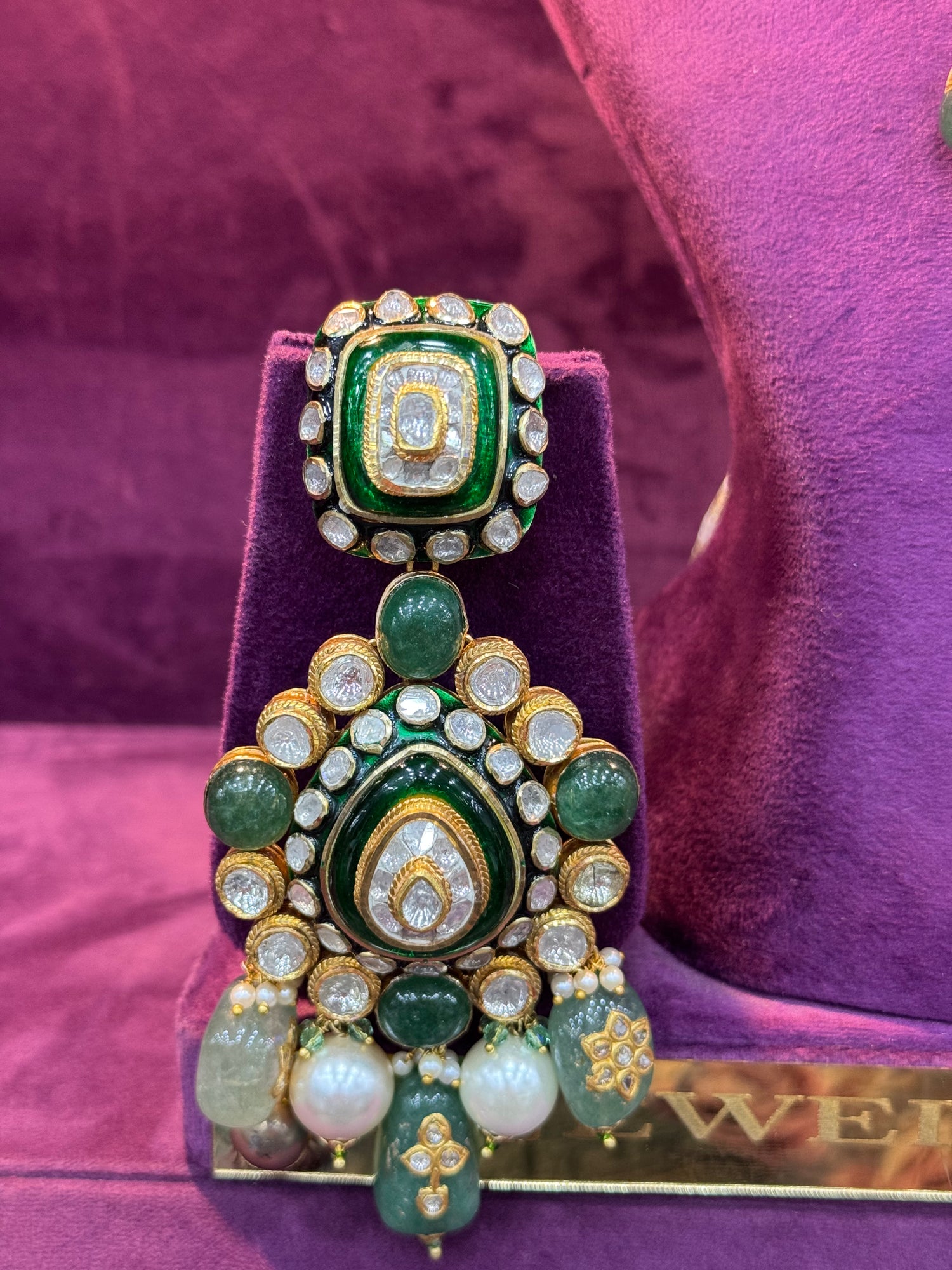 Luxurious Polki Stud Earrings in Gold, Perfect for Indian Brides on Wedding Day by SP Jewellers