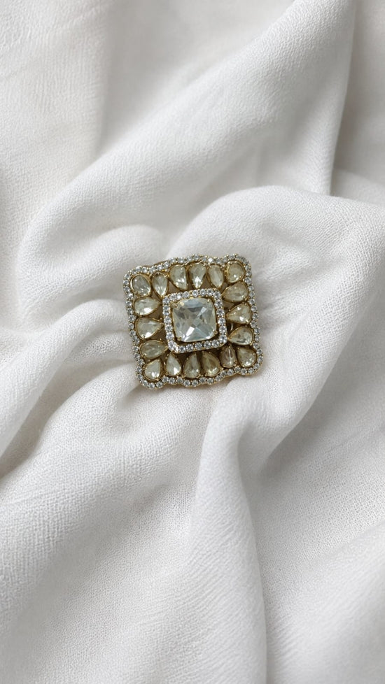 Diamond Polki Square Polki Ring