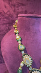 Enamel Polki Necklace Set with Green Accents