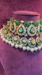 Regal Emerald Pearl Tiers Necklace Set
