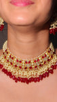 Floral Polki & Ruby Layered Pearl Necklace