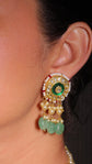Polki and Emerald Crescent Pendant Necklace