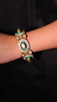 Polki Bracelet with Green Enamel