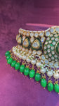 Polki Pearl & Green Bead Choker