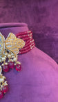 Geometric Grace Red Bead Choker Set
