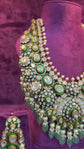Regal Meenakari Polki Green Drop Necklace Set