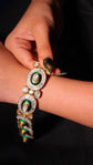 Polki Bracelet with Green Enamel