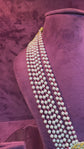 Pearl Strand Necklace with Floral Pendant and Red Beads