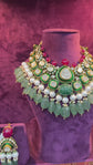 Devanshi Polki Emerald Pearl Necklace Set