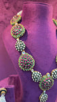 Ruby Emerald Polki Motif Necklace Set