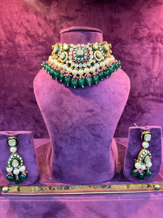 Royal Polki Gold Necklace for Bride, Luxurious Indian Wedding Jewelry by SP Jewellers