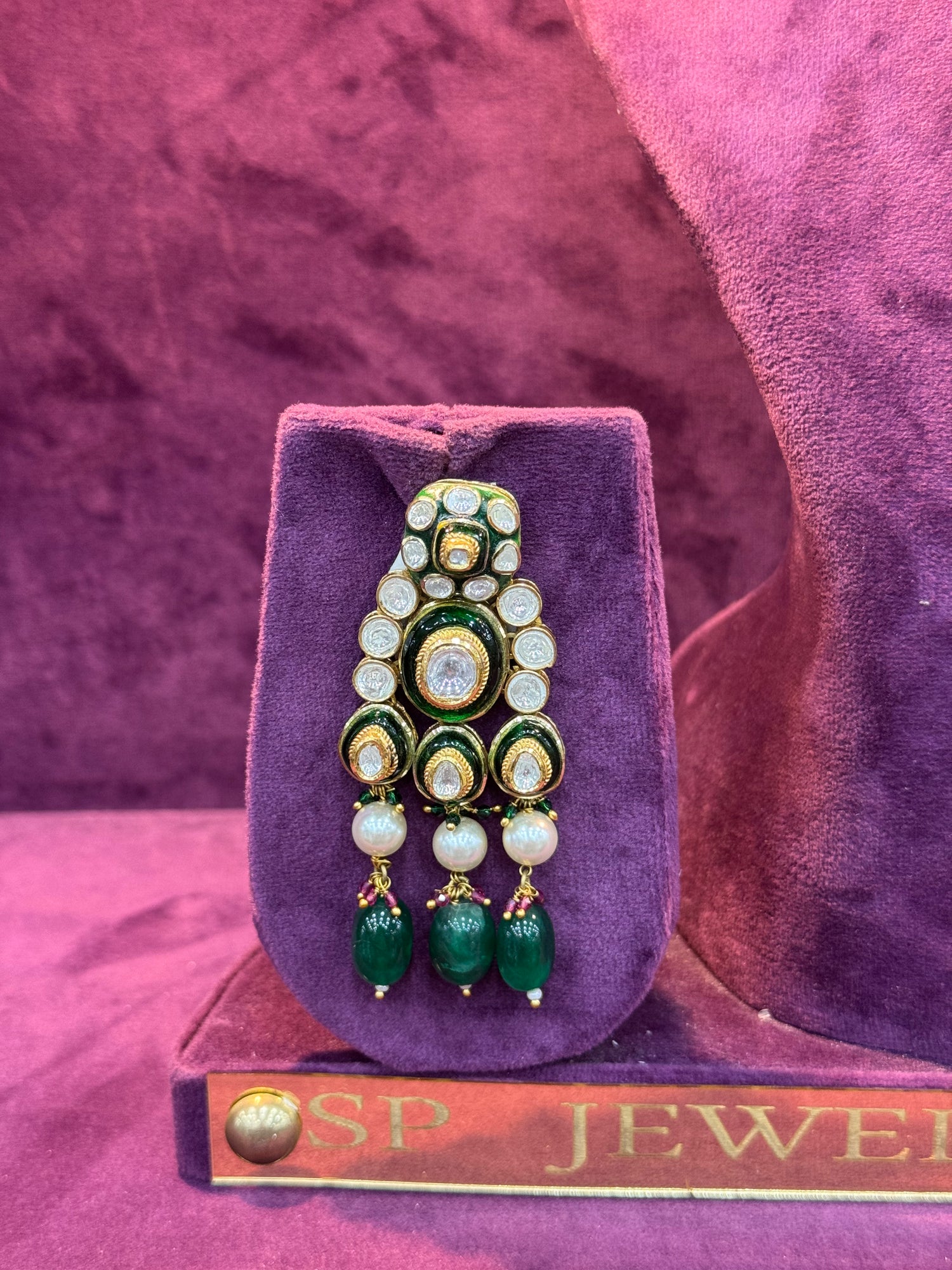 Premium Polki Gold Earrings for Bride, Elegant and Traditional Wedding Jewelry by SP Jewellers