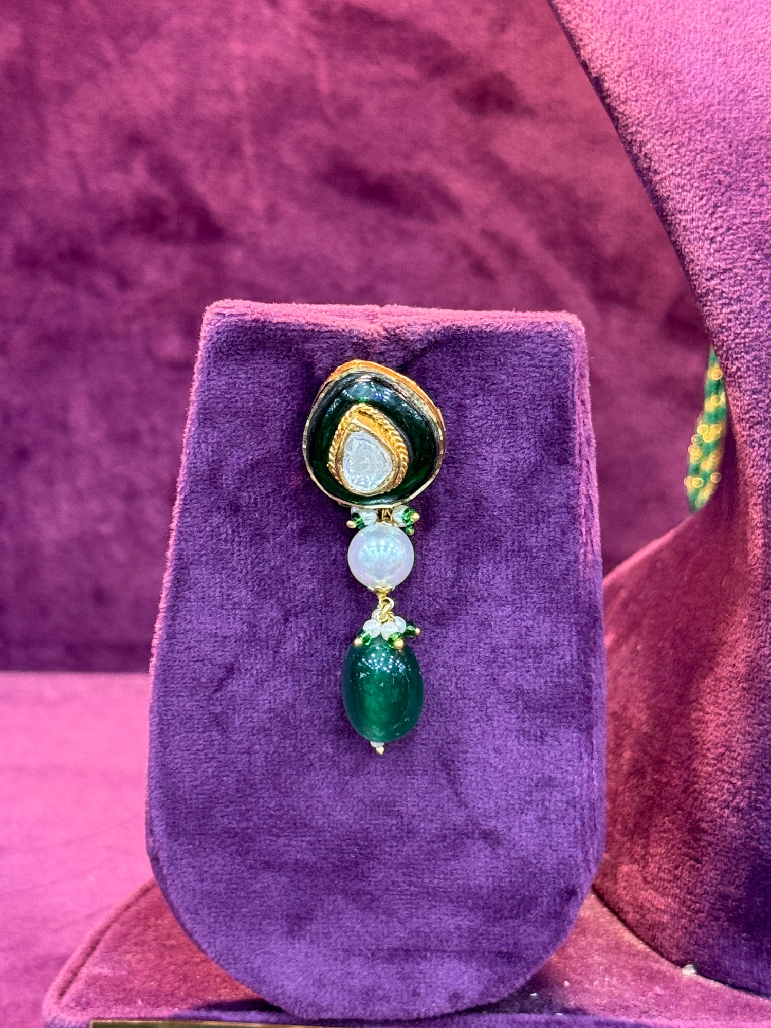 Stunning Polki Drop Earrings in Gold for Brides, Elegant Indian Wedding Jewelry by SP Jewellers