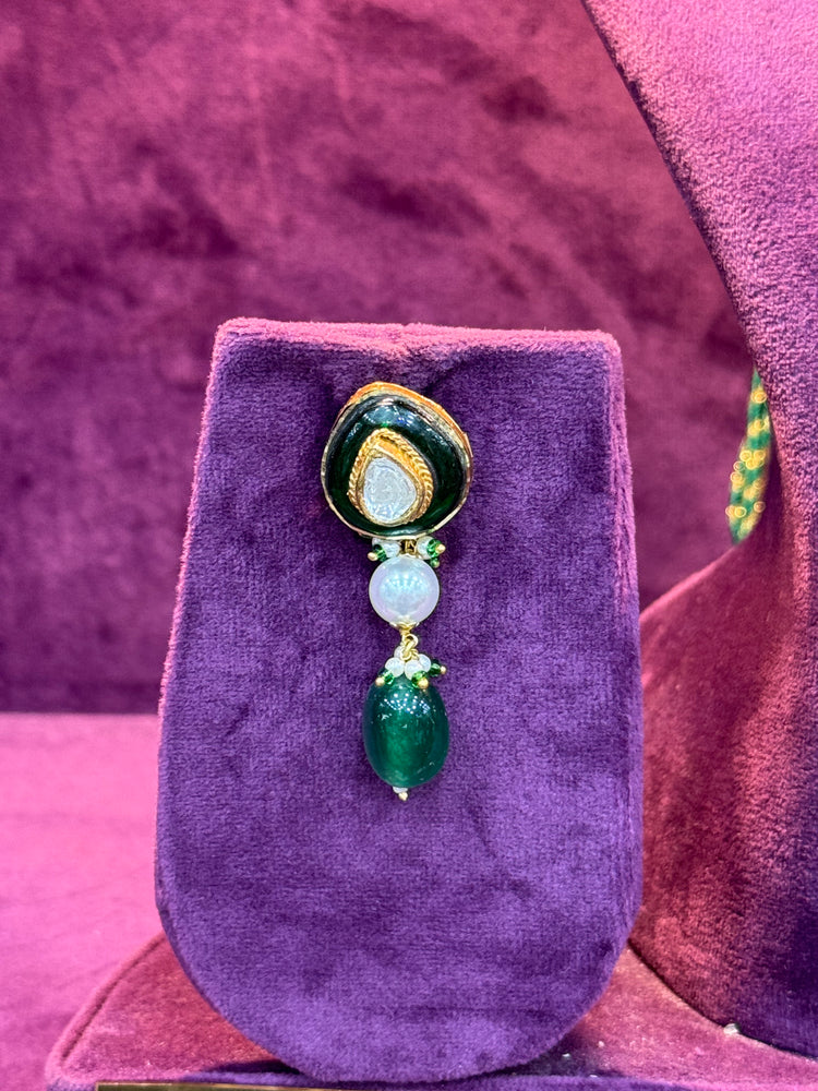 Stunning Polki Drop Earrings in Gold for Brides, Elegant Indian Wedding Jewelry by SP Jewellers